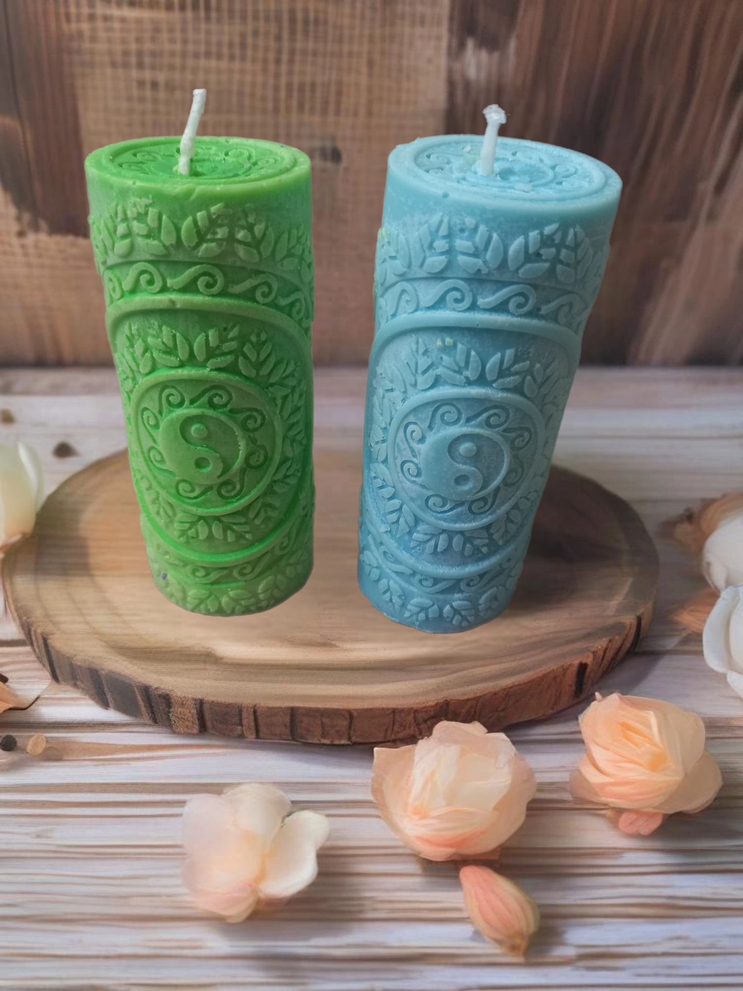 265G therapy scented yin and yang soy wax pillar candle