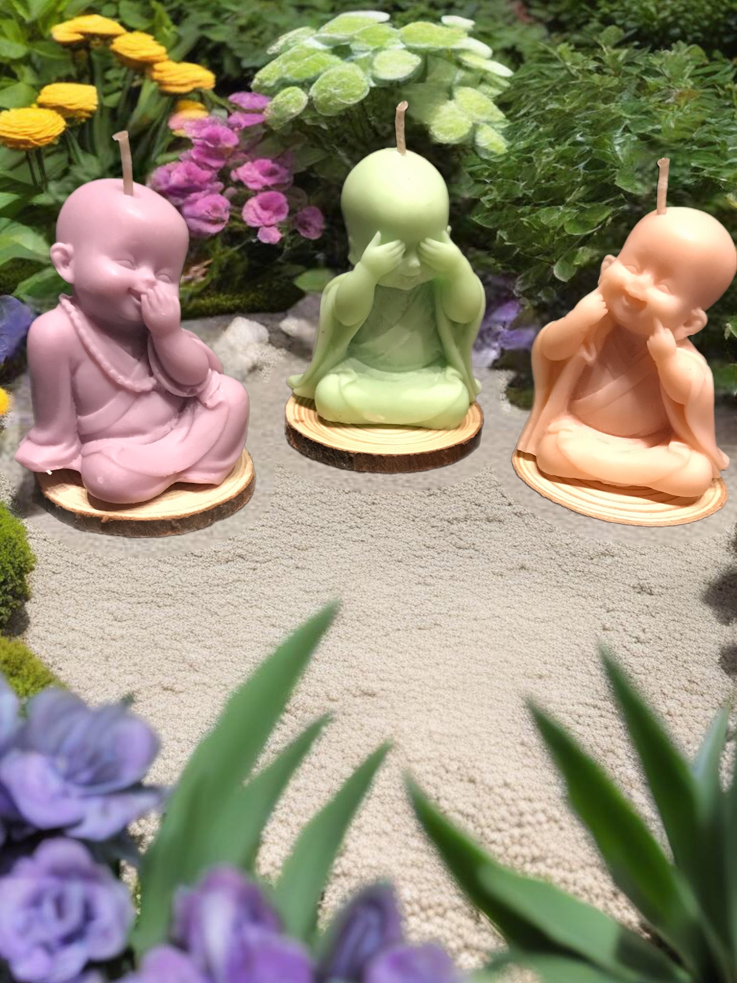 Cute baby Buddha candles x 3