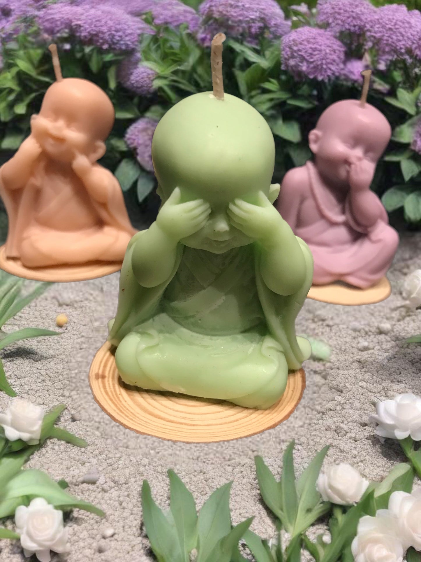 Cute baby Buddha candles x 3
