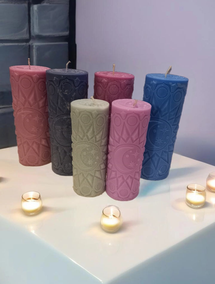 280G soy wax sun, moon and star pillar candle