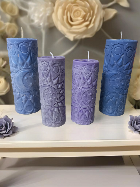 280G soy wax sun, moon and star pillar candle