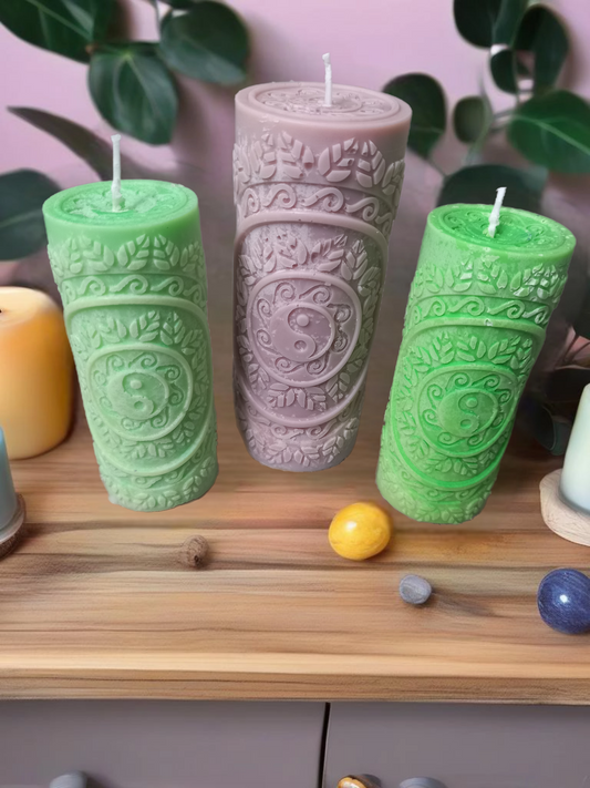 265G therapy scented yin and yang soy wax pillar candle